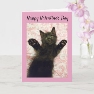 Black kitten Valentine's Day card Karte