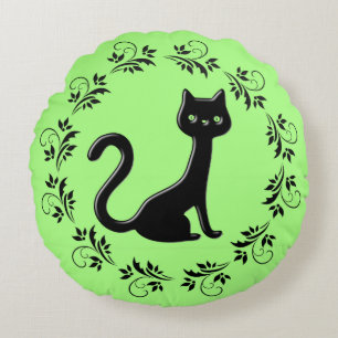 Black Kittens Cartoon 3 Rundes Kissen