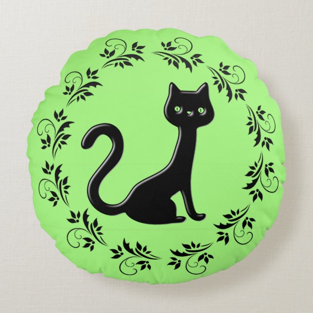 Black Kittens Cartoon 3 Rundes Kissen (Vorderseite)