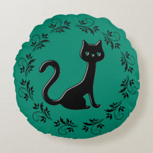 Black Kittens Cartoon 4 Rundes Kissen