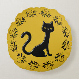 Black Kittens Cartoon 7 Rundes Kissen