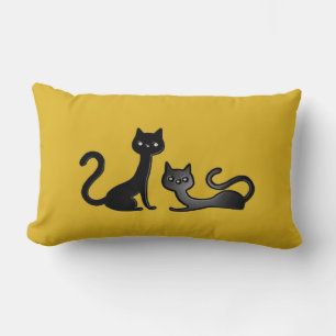 Black Kittens Cartoon II Lumbar Kissen
