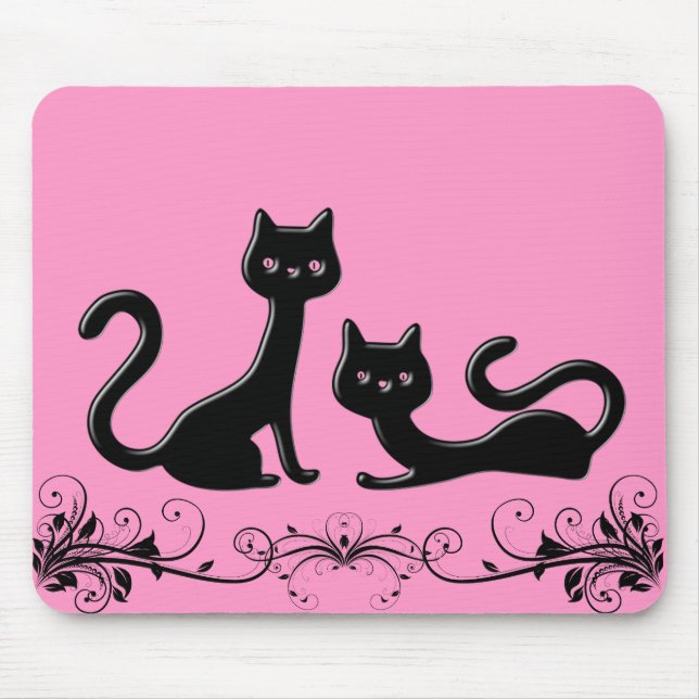 Black Kittens Cartoon Mousepad (Vorne)