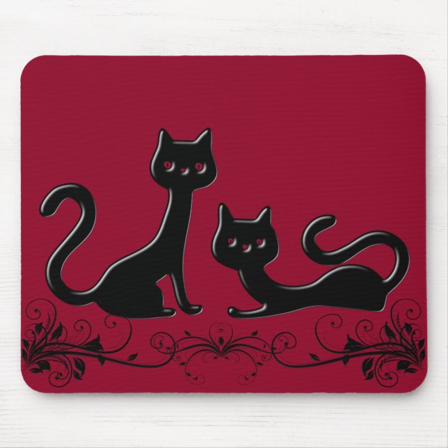 Black Kittens Cartoon VII Mousepad (Vorne)