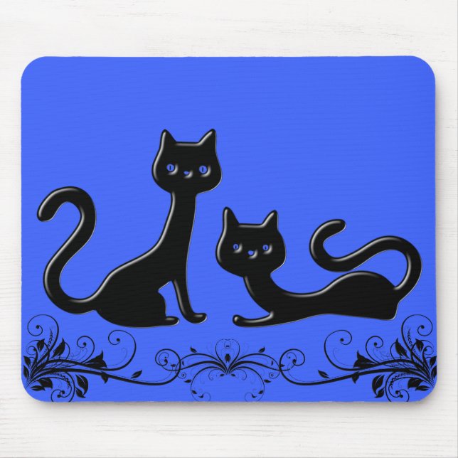 Black Kittens Cartoon VIII Mousepad (Vorne)