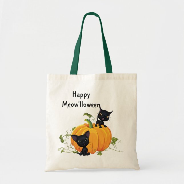 Black Kittens Pumpkin Halloween Bag Tragetasche (Vorne)
