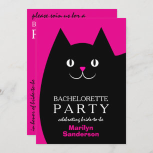Black Kitty Cat Bachelorette Einladung