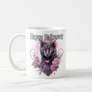 Black Kitty Cat   Frohe Halloween Kaffeetasse