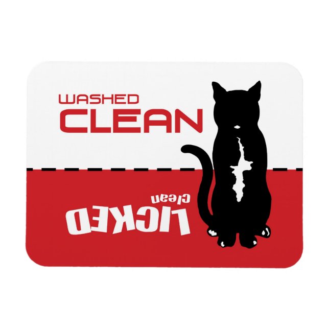 Black Kitty Cat Geschirrspülmaschine Magnet - Lick (Horizontal)