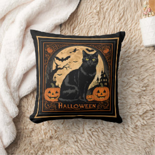 Black Kitty Cat Halloween Kissen