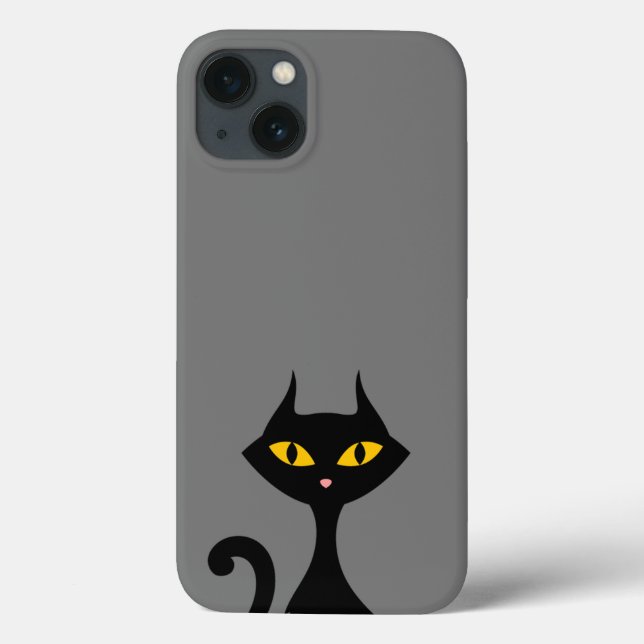 Black Kitty Cat mit grauem Hintergrund Case-Mate iPhone Hülle (Rückseite)