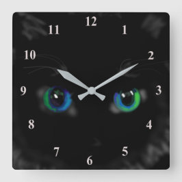 Black Kitty Quadratische Wanduhr