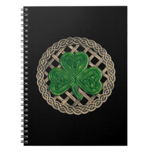 Black Kleeblatt On Celtic Knots Spiral Notebook Notizblock