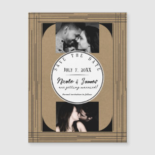 Black Kraft Minimal Moderne Linien Hochzeitstag Ge Magnetkarte