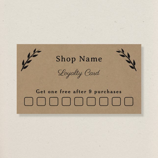 Black, Kraft & Rustic Loyalty Card Visitenkarte (Black, Kraft & Rustic Loyalty Card)
