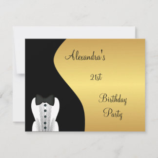 Black Krawatte 21. Geburtstag Party Black & Gold Einladung