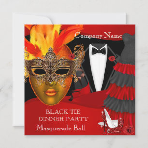 Black Krawatte Corporate Formal Masquerade Ball Einladung