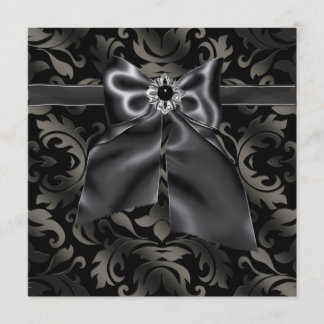 Black Krawatte Party Black Damask Party Einladung