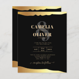 Black Krawatte Wedding Gold Foil Script Elegantes 