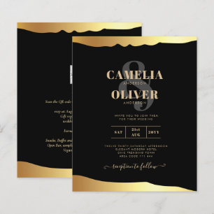 Black Krawatte Wedding Gold Foil Script Elegantes
