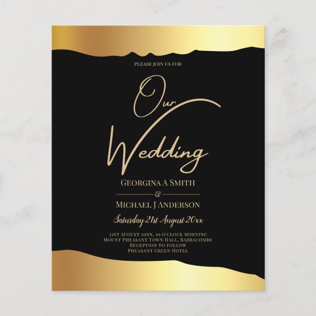 Black Krawatte Wedding Gold Foil Script Elegantes  (Vorderseite)