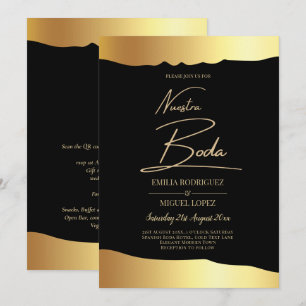 Black Krawatte Wedding Gold Foil Script Elegantes Einladung