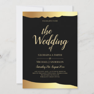Black Krawatte Wedding Gold Foil Script Elegantes Einladung