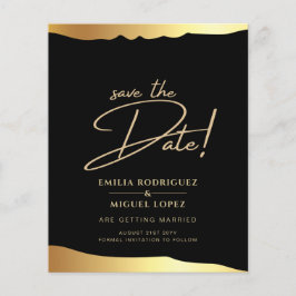 Black Krawatte Wedding Gold Foil Script Elegantes  Flyer