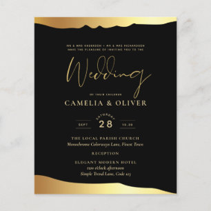 Black Krawatte Wedding Gold Foil Script Elegantes  Flyer