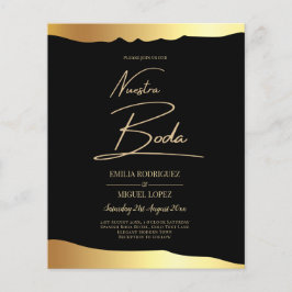 Black Krawatte Wedding Gold Foil Script Elegantes  Flyer
