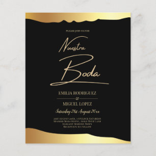 Black Krawatte Wedding Gold Foil Script Elegantes  Flyer