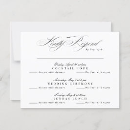Black Krawatte White Classic Calligraphy Multi-Eve RSVP Karte