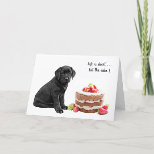 Black Lab Birthday Card - Dog Cake Birthday Karte
