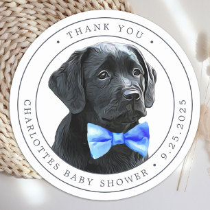 Black Lab Blue Boy Baby Dusche Danke Runder Aufkleber