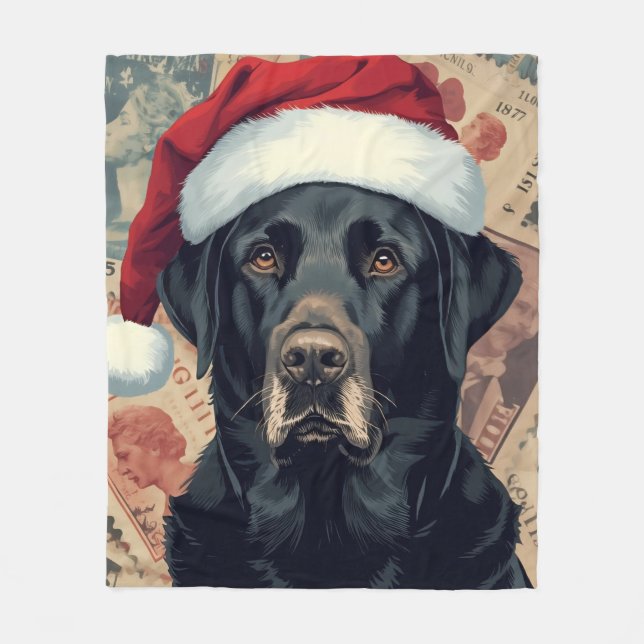 Black lab christmas blanket fleecedecke (Vorderseite)