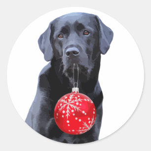 Black Lab Christmas - Labrador Puppy Niedlich Hund Runder Aufkleber