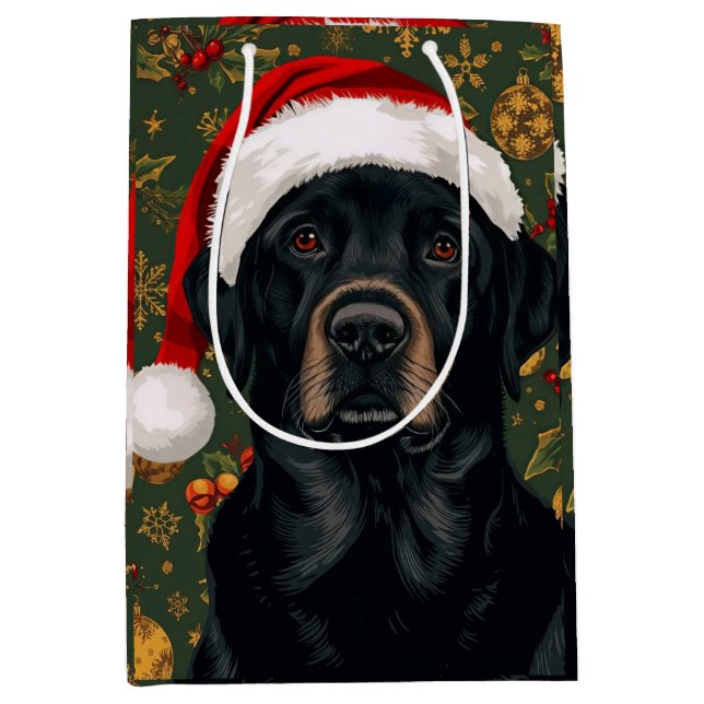 Black lab christmas mittlere geschenktüte (Vorderseite)