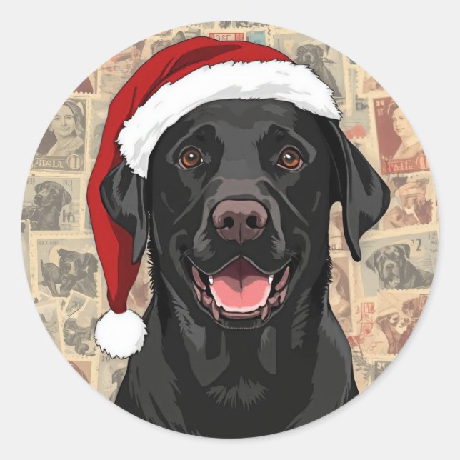 Black lab christmas runder aufkleber (Vorderseite)