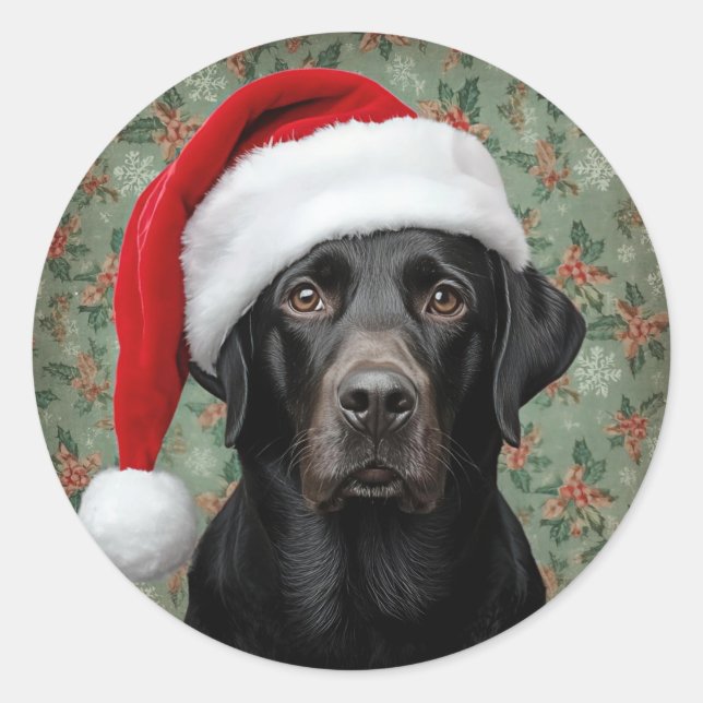 Black lab christmas runder aufkleber (Vorderseite)