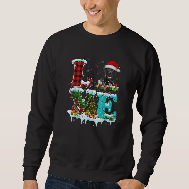 Black Lab Christmas Tree Light Pajama Dog Xmas Sweatshirt (Vorderseite)