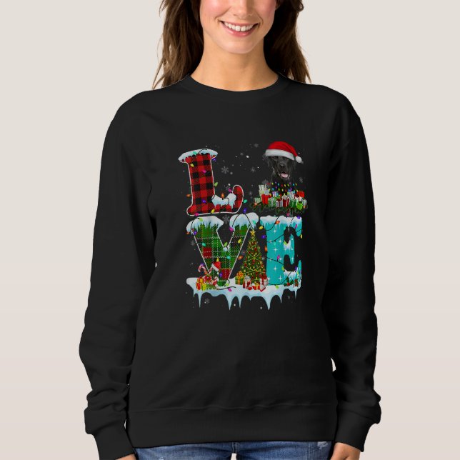 Black Lab Christmas Tree Light Pajama Dog Xmas Sweatshirt (Vorderseite)
