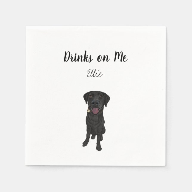 Black Lab Cocktail Napkins Serviette (Vorderseite)