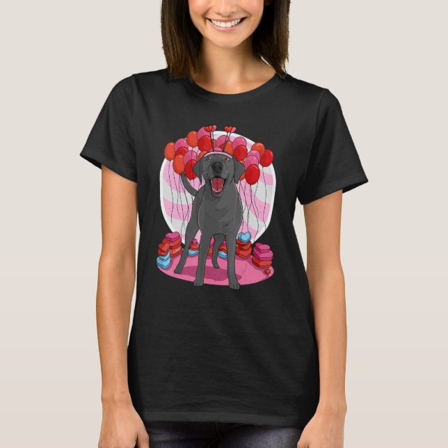Black Lab Cute Labrador Retriever Heart Valentine T-Shirt (Vorderseite)