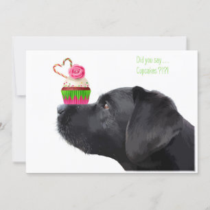 Black Lab Dog & Cupcake - Hund Lover Geburtstagspa Einladung