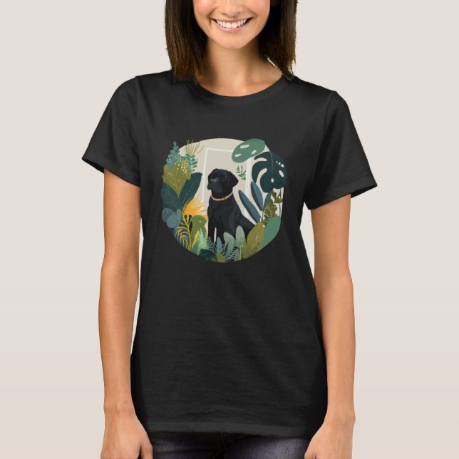 Black Lab Dog Mom and Plant T-Shirt (Vorderseite)