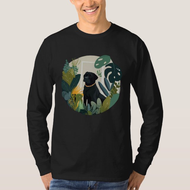 Black Lab Dog Mom and Plant T-Shirt (Vorderseite)