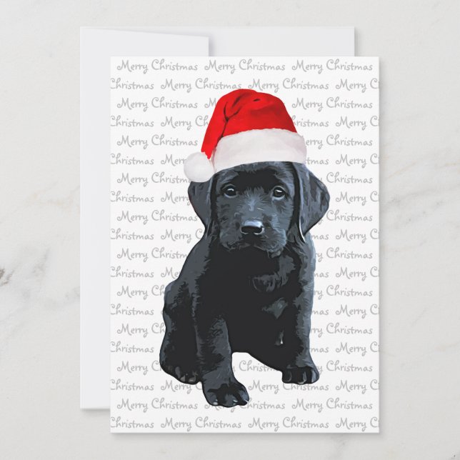 Black Lab Dog Santa Merry Weihnachten Schwarzes La Einladung (Vorderseite)
