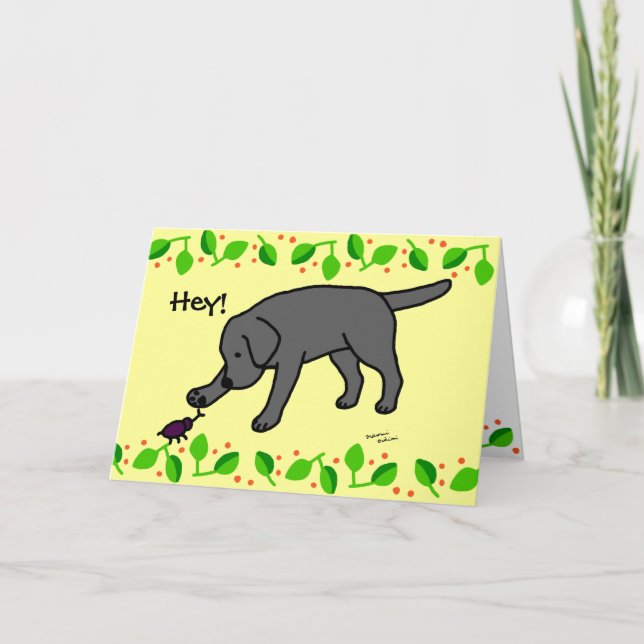 Black Lab Friendly Cartoon Black Labrador Karte (Vorderseite)