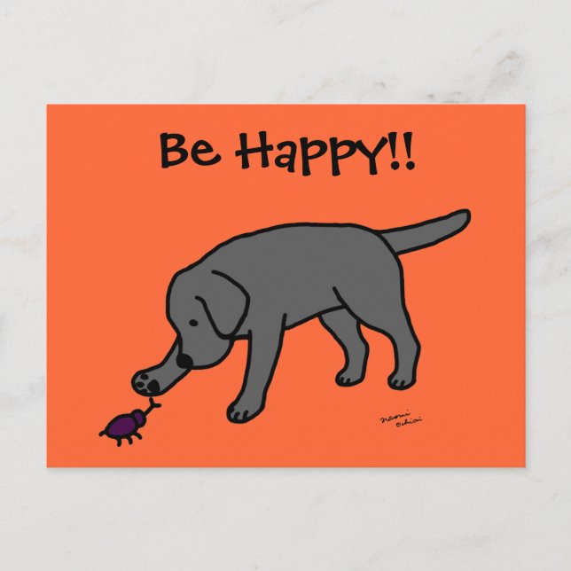 Black Lab Friendly Cartoon Black Labrador Postkarte (Vorderseite)