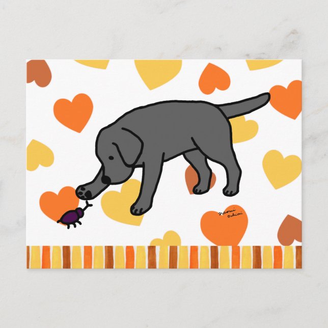Black Lab Friendly Cartoon Black Labrador Postkarte (Vorderseite)